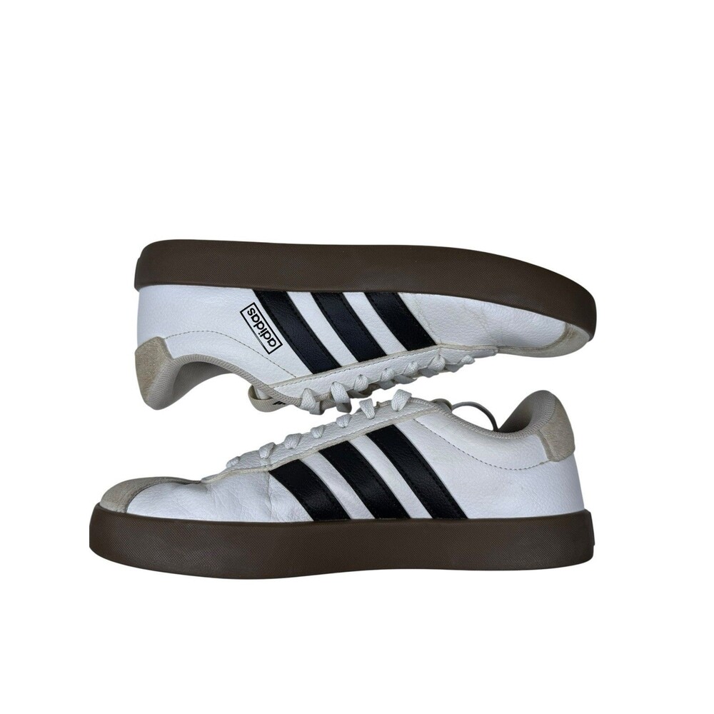 Adidas VL Court Womens 8.5 White Black Gum Leather Casual Sneakers - Picture 3 of 9